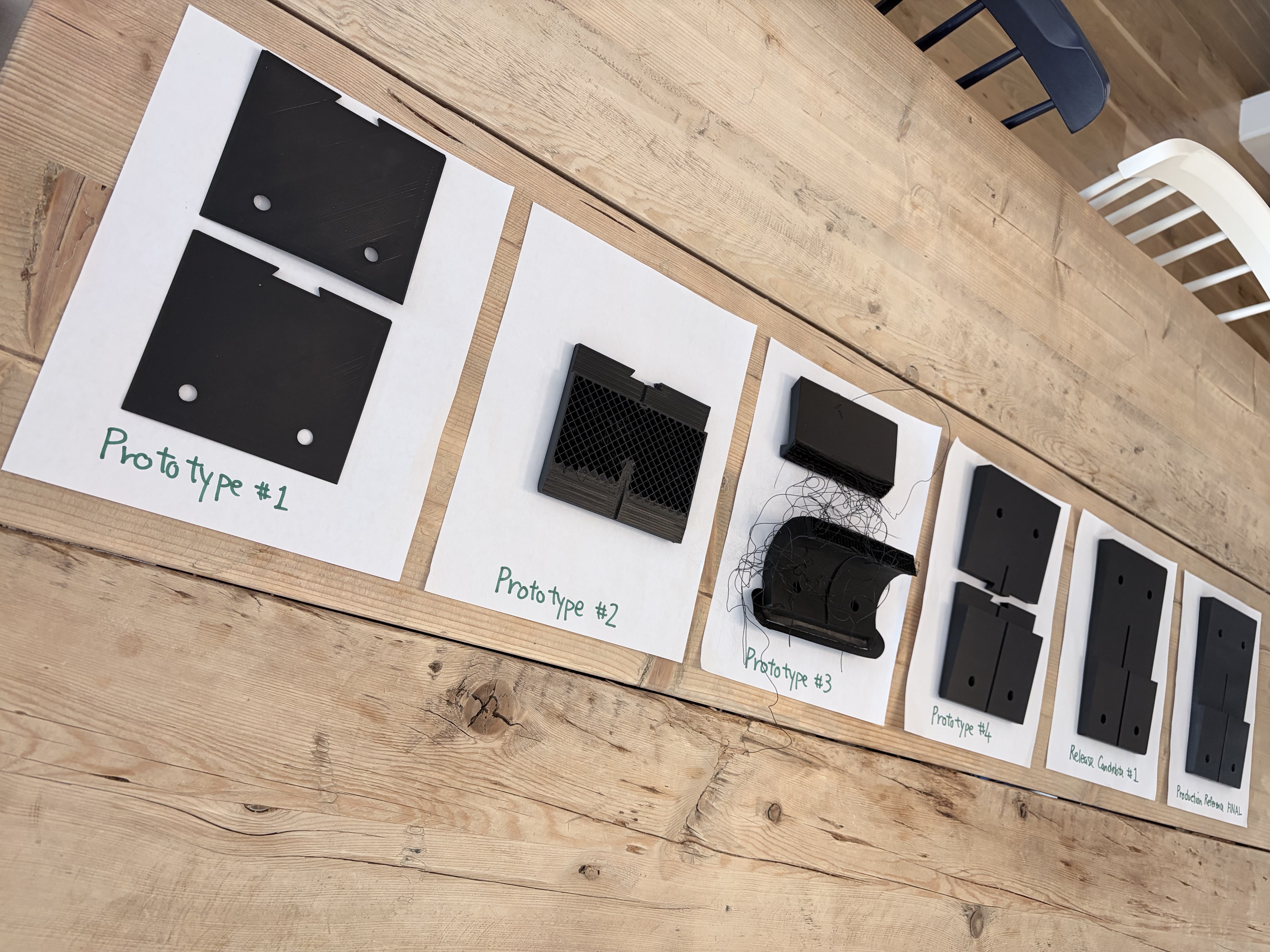 All MilliMount prototypes laid out on a table