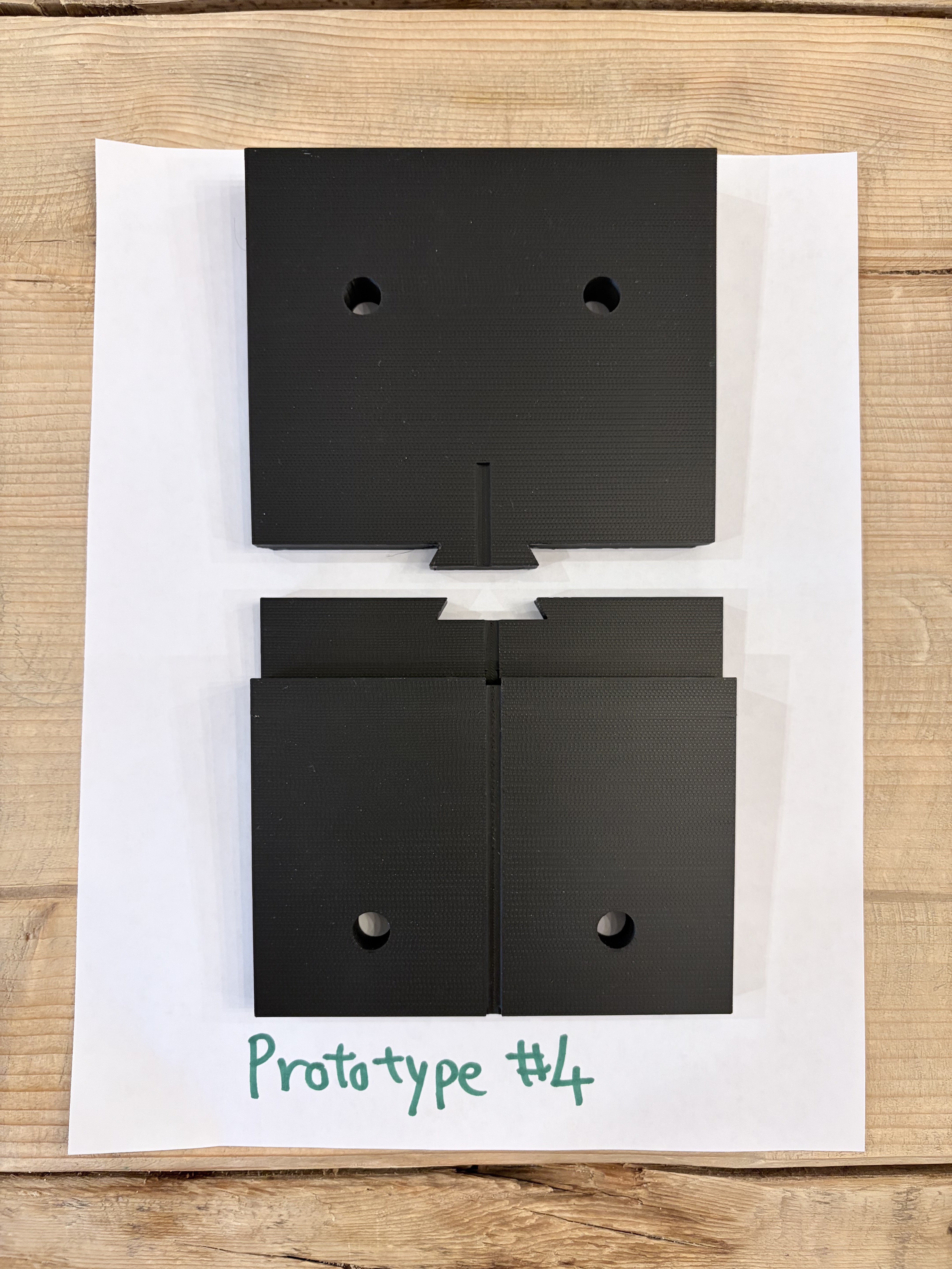 Prototype 4: clean bracket with proper screw holes and drain slot